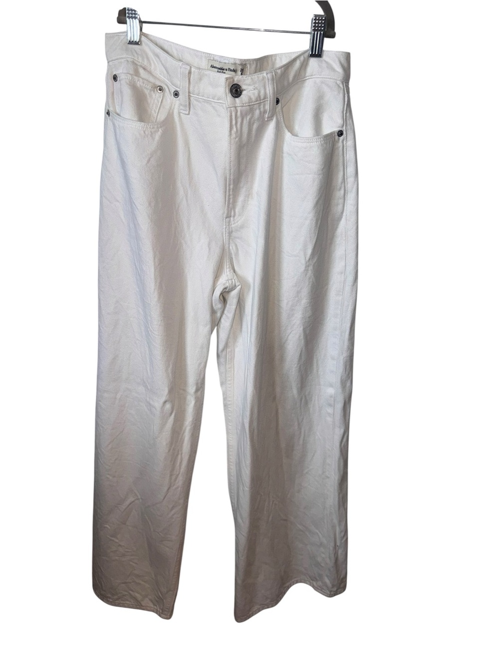 Abercrombie & Fitch High-Rise Wide-Leg Jeans in White